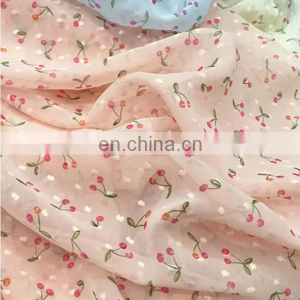 high quality chiffon printed fabric 75D for women's dress