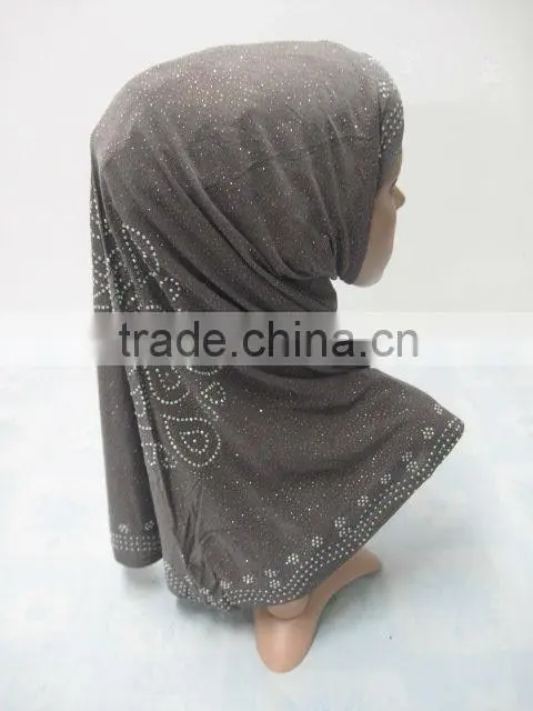 A487 Popular beaded 2pcs al amira two pieces hijab