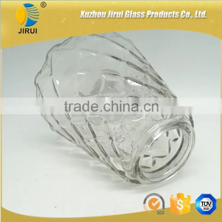 950ml glass food jar with rhombus pattern