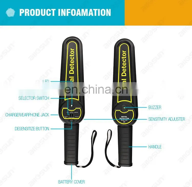 All-sun TS92Handheld Body Scanner Wand Metal Detector Security Check Adjustable High Sensitivity with Rechargeable Battery