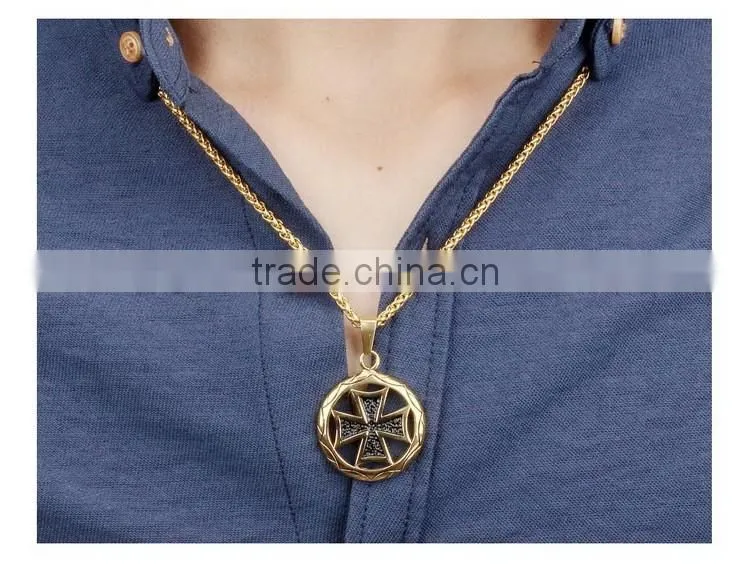 Circle the cross pendant Men's titanium steel casting necklace gold silver color promotion gift