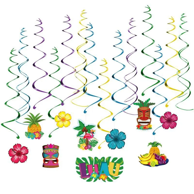 30pcs-Hawaii-Dizzy-Danglers-Luau-Party-Spiral-Foil-Hanging-Decoration