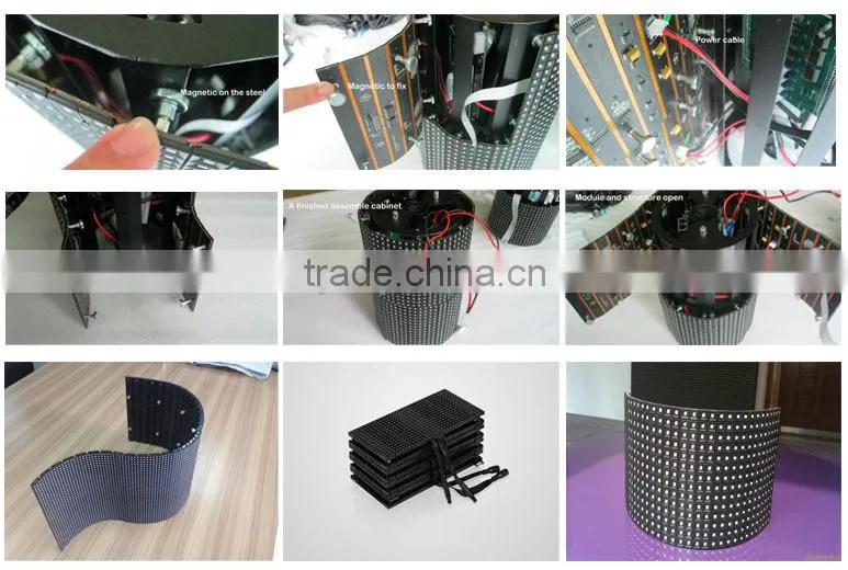 P6 indoor flexible soft led display with curved shape inner arc and outer arc round led video wall