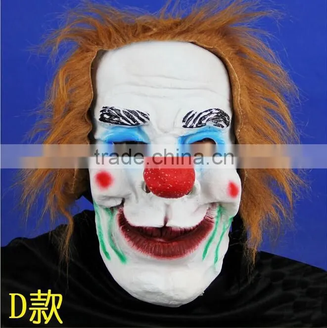 In stock cheap Halloween Cute plastic Clown mask PVC party Masks with red rose