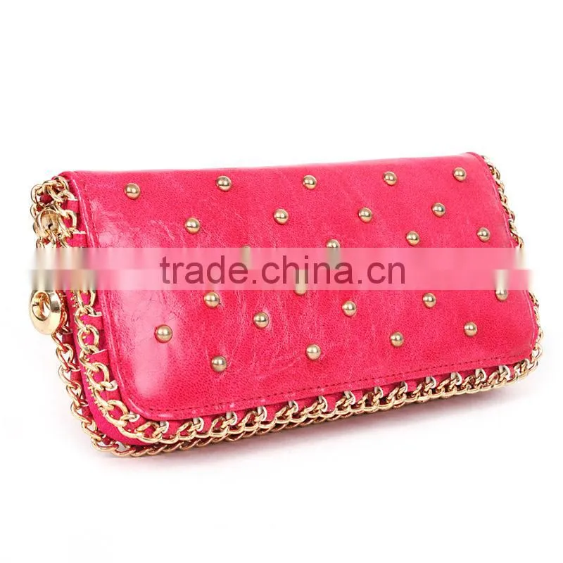 Zipper women purse with rivet