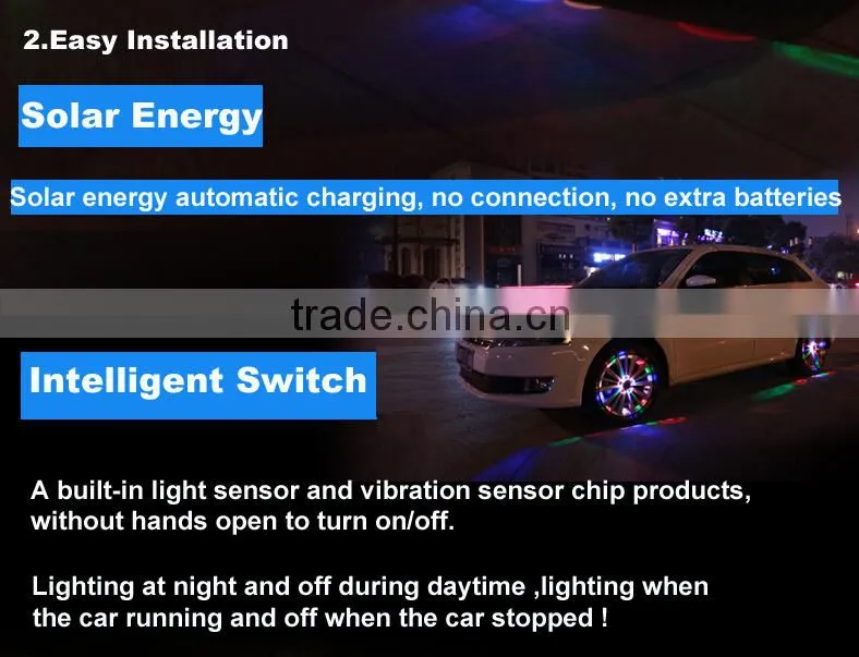 Newest design solar energy 16LEDs wheel light 4 colors car Solar wheel lights