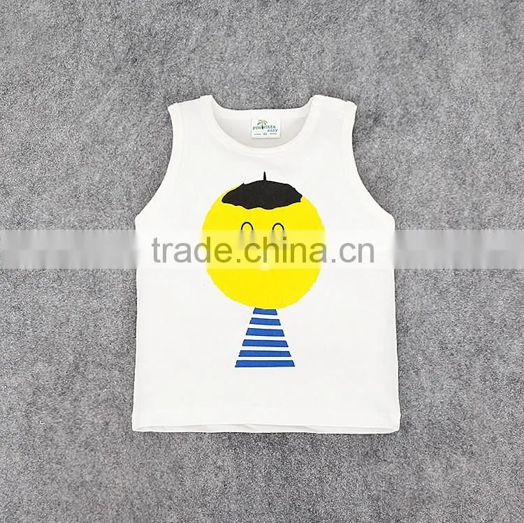 2016 Hot selling summer kids clothing made in China baby cotton printed vest kids cotton waistcoats