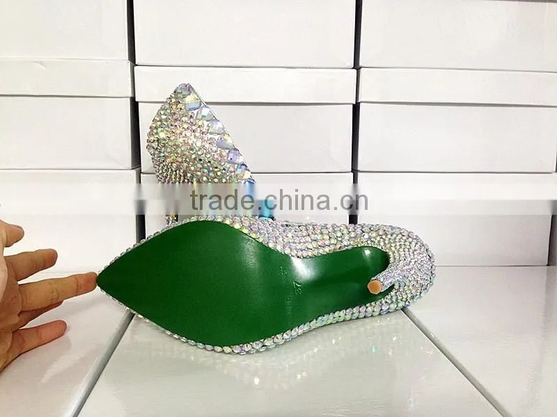 Catwalk New Arrival Luxurious Heart Shape Diamond Dress High Heel Shoes, High End Customized Strass Bridal Wedding Shoes