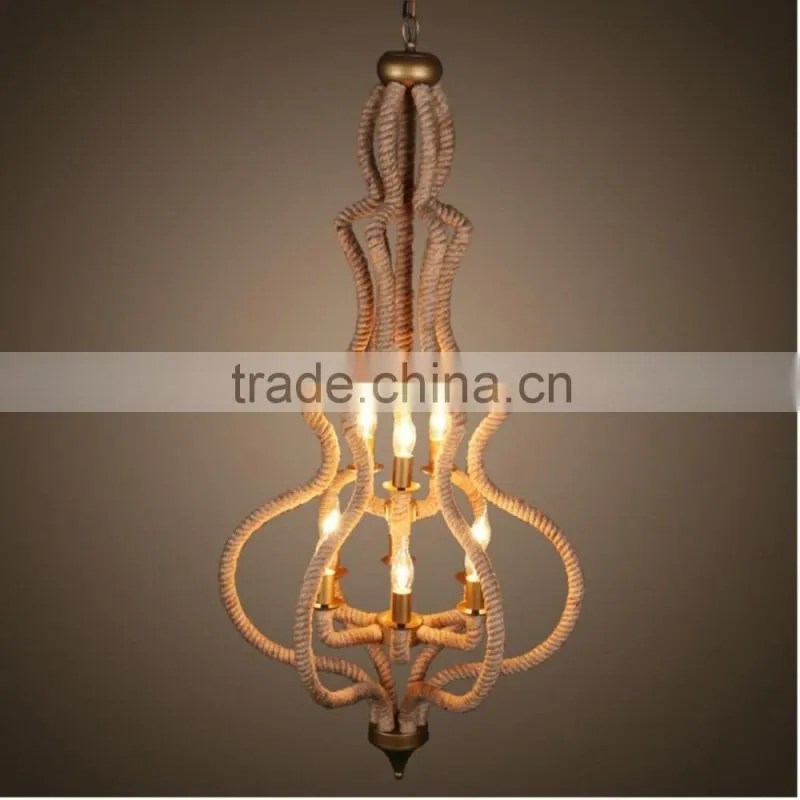 Vintage Style Hemp Rope Tyre Pendant Lighting - Hemp Rope Chandelier