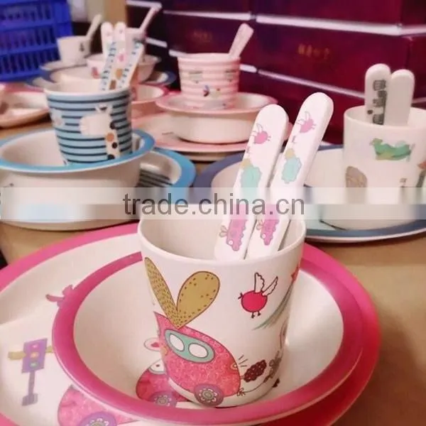 high quality cow bamboo fibre kids plates