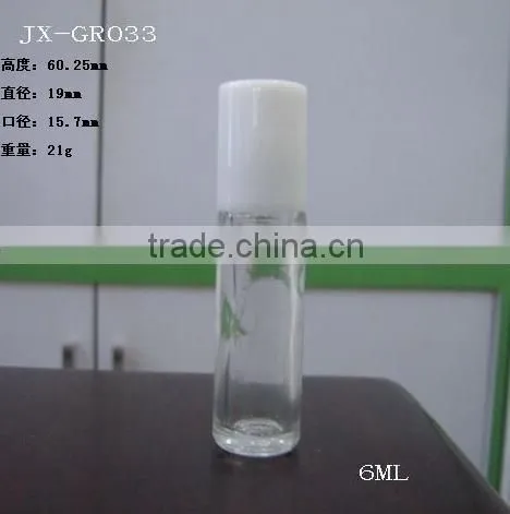 6ml frosted roll on glass bottle with white cap