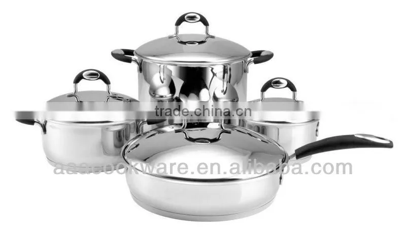 8pcs stainless steel 18/8 induction cooking pans with colorful silicone handle