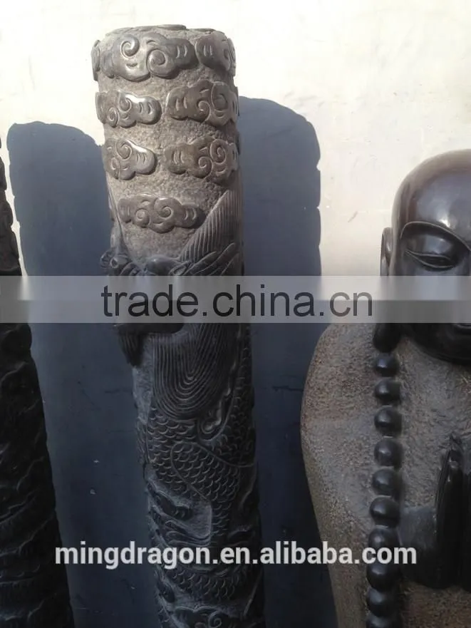 Antique garden stone dragon pillar