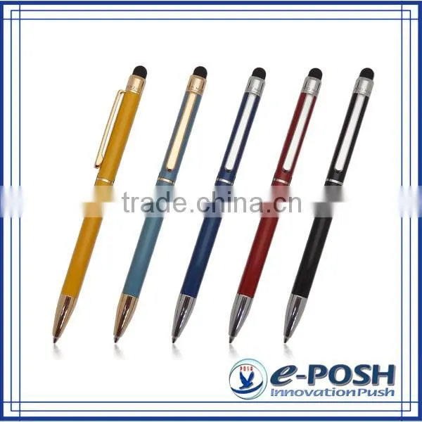 Triangle aluminum extrusion barrel touch screen roller ball point pen with stylus