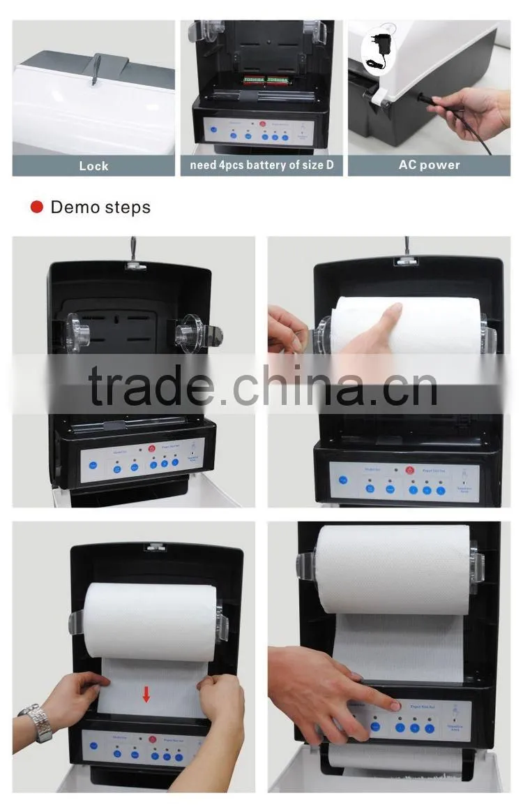 new design wall mounted plastic auto cut paper towel dispenser