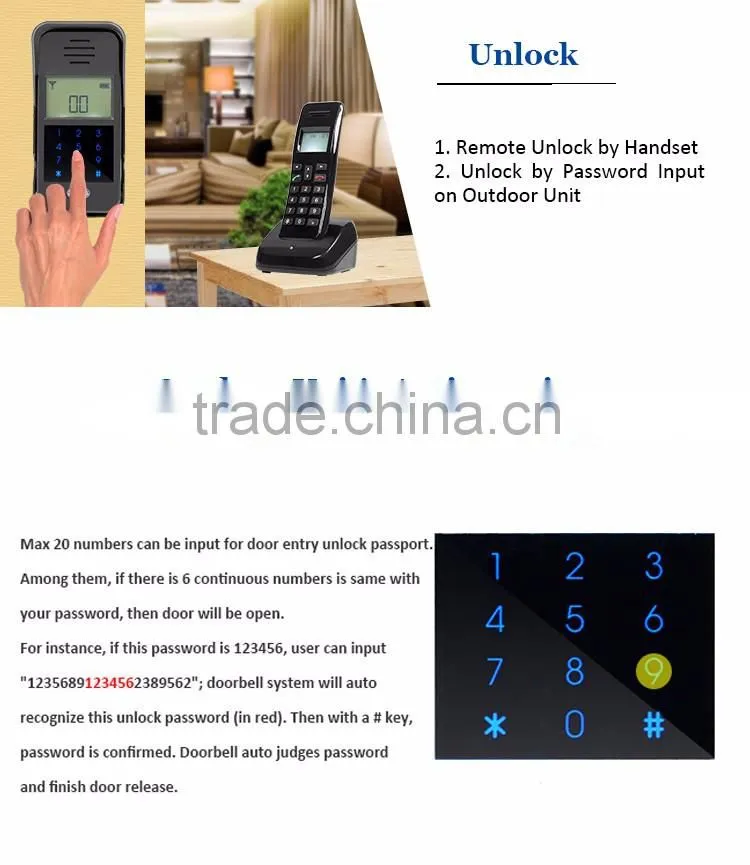 Home Security 2.4GHz Digital Wireless Audio Door Phone Intercom System