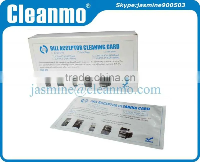 Vending Machine Bill Acceptor Cleaning Cards