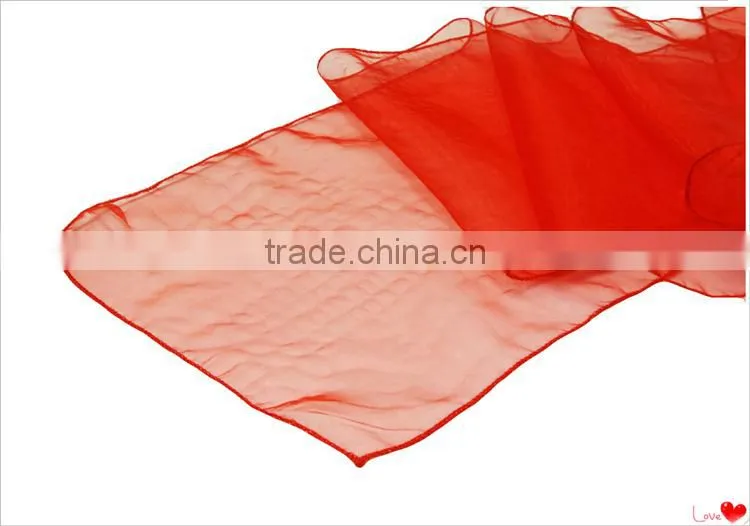 Cheap 13"*108" red snow organza table runner