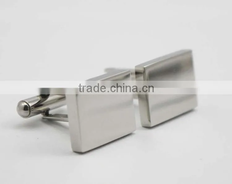 Men's business cufflinks silver rectangle cufflinks