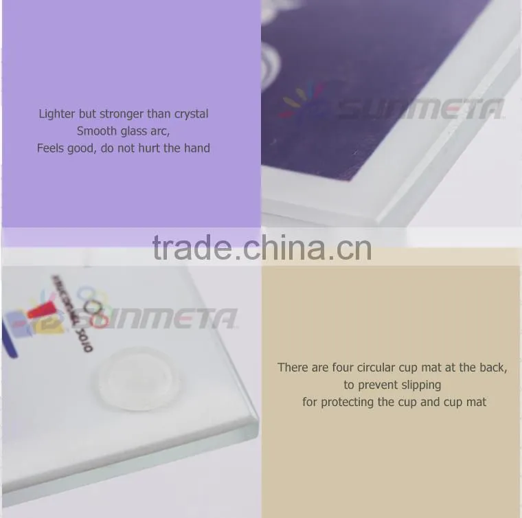 Sunmeta factory directly blank sublimation Square glass coaster BL-17A