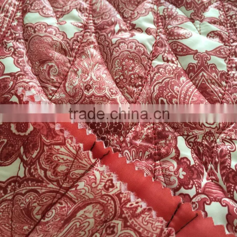 quilting fabric, taffeta printed quilting embroidered fabric,printed quilted jacket fabric