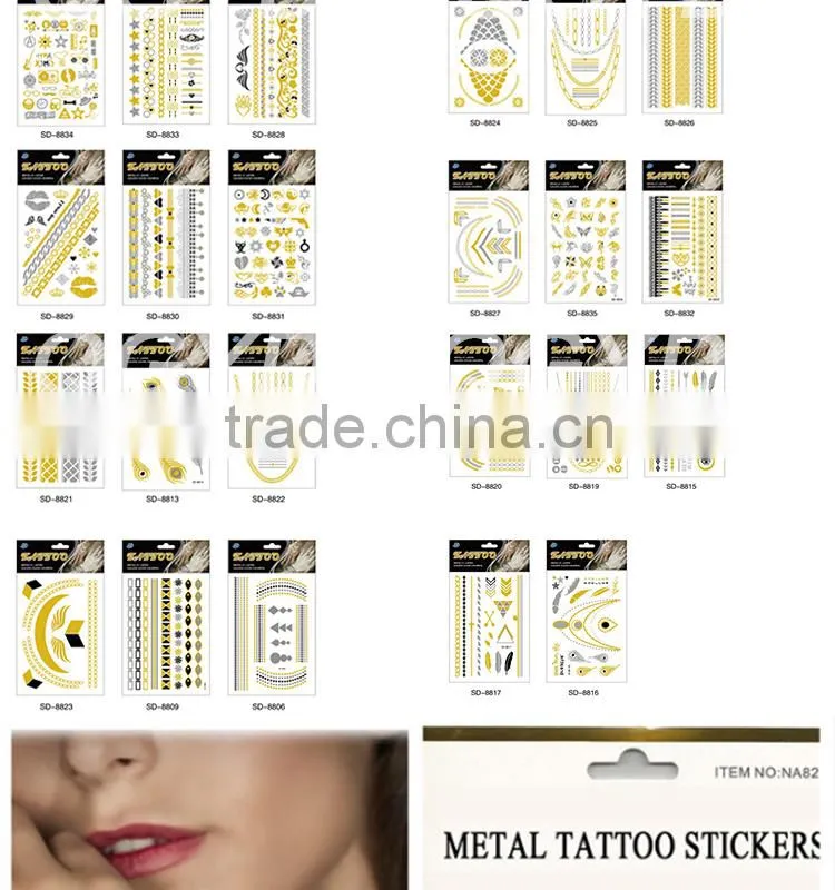Beauty water transfer customized gold tattoo sticker