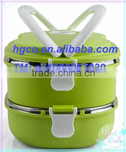 square insulation stackable stainless steel and plastic lunch box