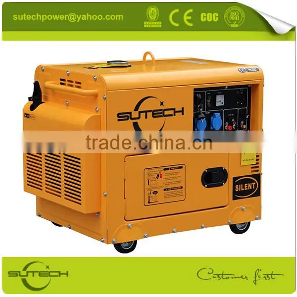 Mobile generator! Low noise single phase 5kw portable 220V generator with soundproof and 4 wheels