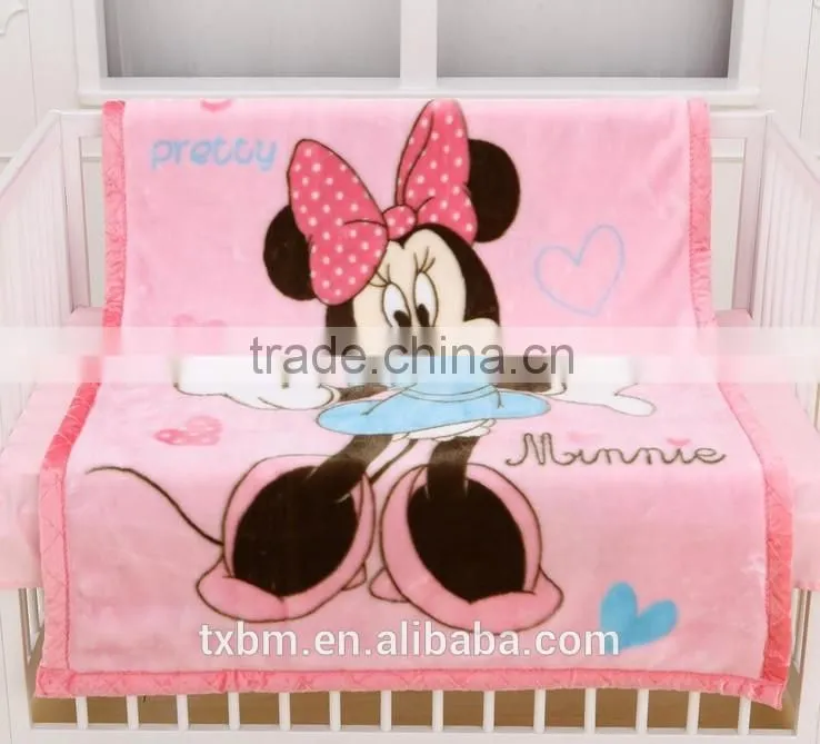 Cartoon 100% polyester coral fleece baby blanket baby bedding sets