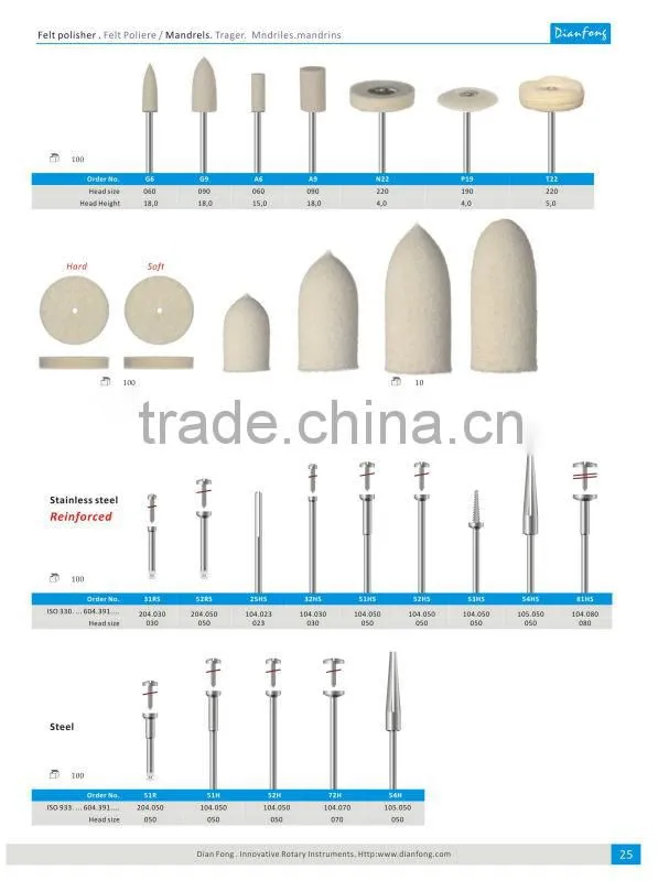 51H Dental Straight Steel HP Mandrels For Disc