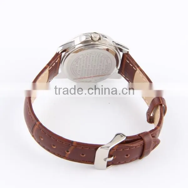 Fashion leather lady casual silver watch