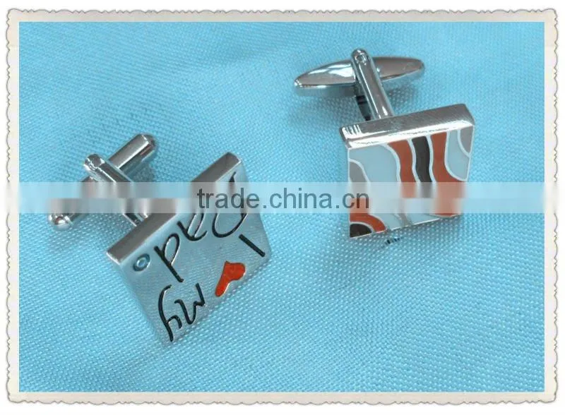 Shiny silver plated blank zinc alloy mens cufflinks