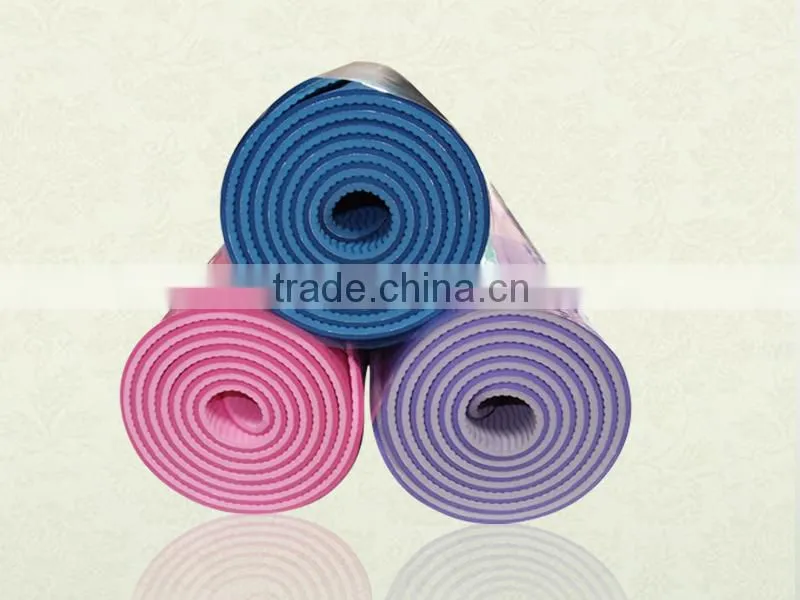 Custom made anti slip PU leather top nature fiber rubber Yoga mat