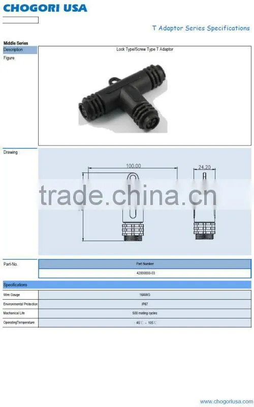T Adaptor Series, Lock Type/Screw Type T Adaptor, Waterproof Connector