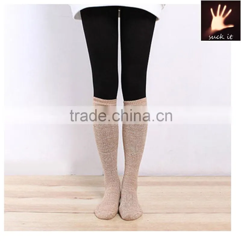 custom Women Girl Cotton knit Knee High Socks with Solid Color