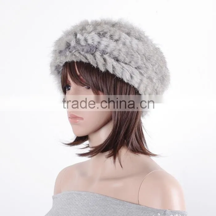Wholesale Price Fashion Knitted Rabbit Fur Hat For Women