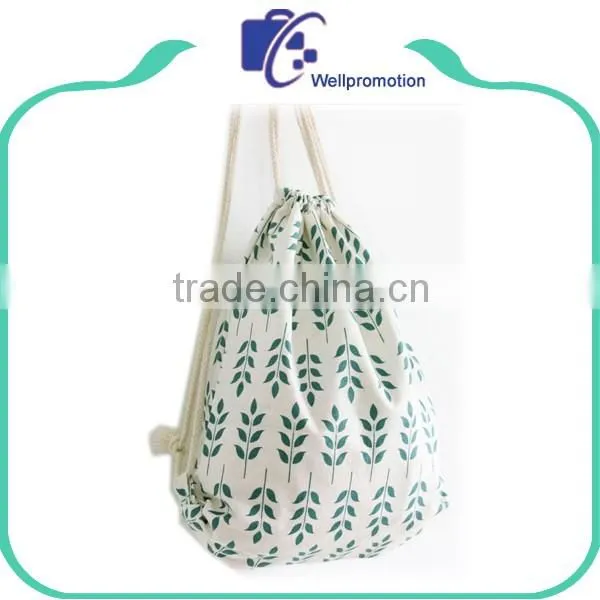Colorful large canvas drawstring bag drawstring backpack for girls