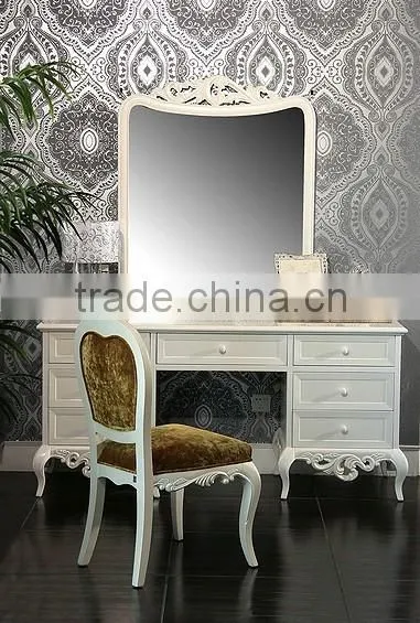 European oak bedroom set. Princess bedroom set Bed Bedside table Wardrobe Dressing table Bench Royal Chai Commode