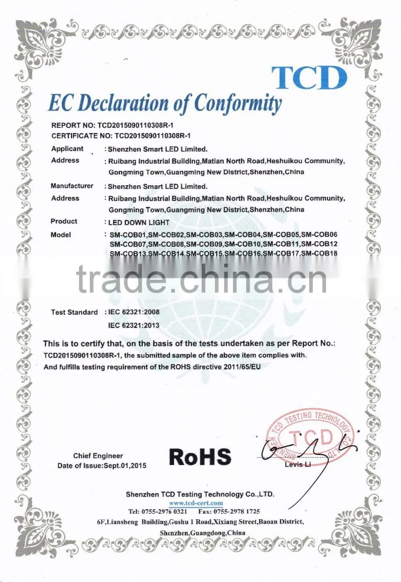 CE&RoHS Certification Outdoor Waterproof 7W Led Downlight