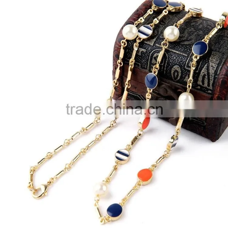OEM/ODM Manufacture 2016 Fashion Design Colorful Beaded Long Necklace for Women