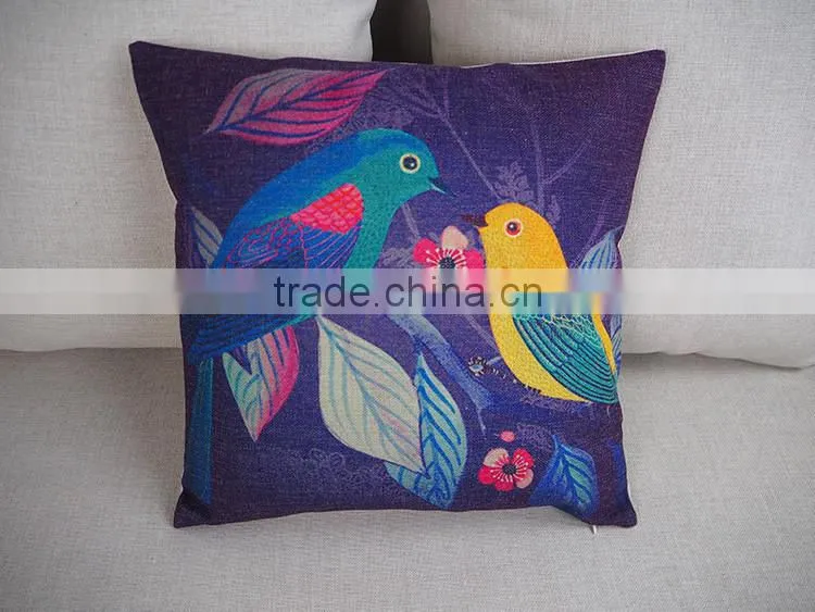 Wholesale housewares bird printed pillow cases cover, square pillow cases 18*18inch