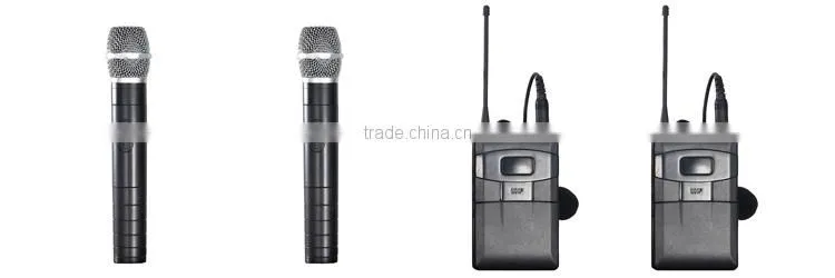 Professional UHF dual channel wireless microphone system