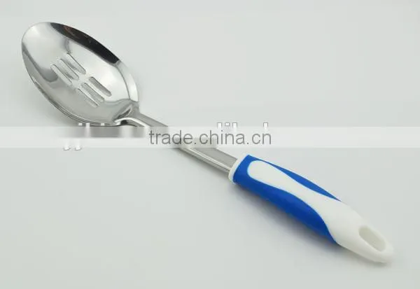 stainless steel type with plastic handle food grade safe kitchen tool cooking spoon