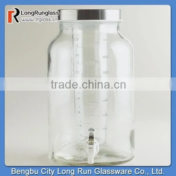 LongRun 1.5gal Glass Infuser Dispenser with Metal Lid Hand Made Glassware with OEM Design