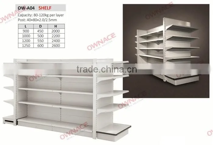 Plain Back Panel Shelf Display Supermarket Gondola Shelving