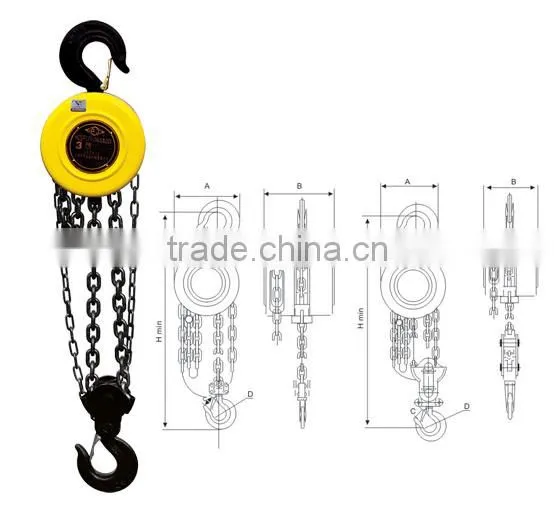 Industrial equipment hand chain block /yale chain hoist/chain pulley block