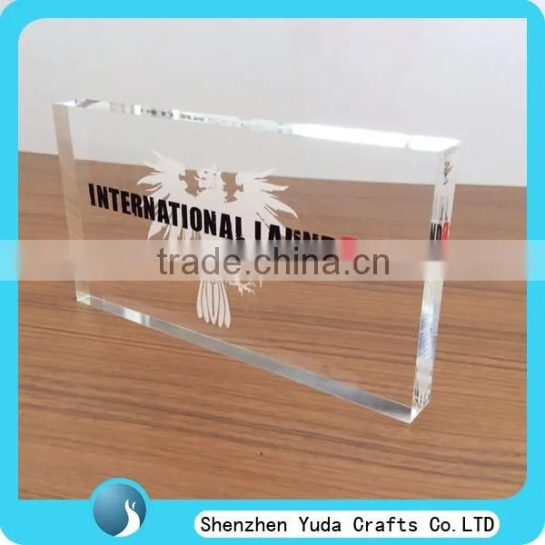 custom clear and colored cast acrylic block , engraved plexiglass logo block, silk-screen printing perspex brick 20-50mm thick