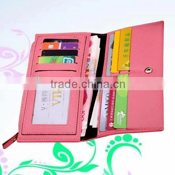 Fancy credit card holder with single zipper design hand purse for ladies