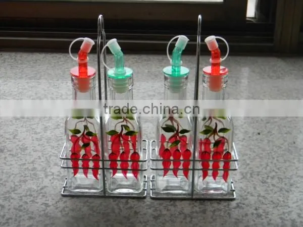 hot sale clear 500ml glass bottles manufacturers Set With S/S Spout