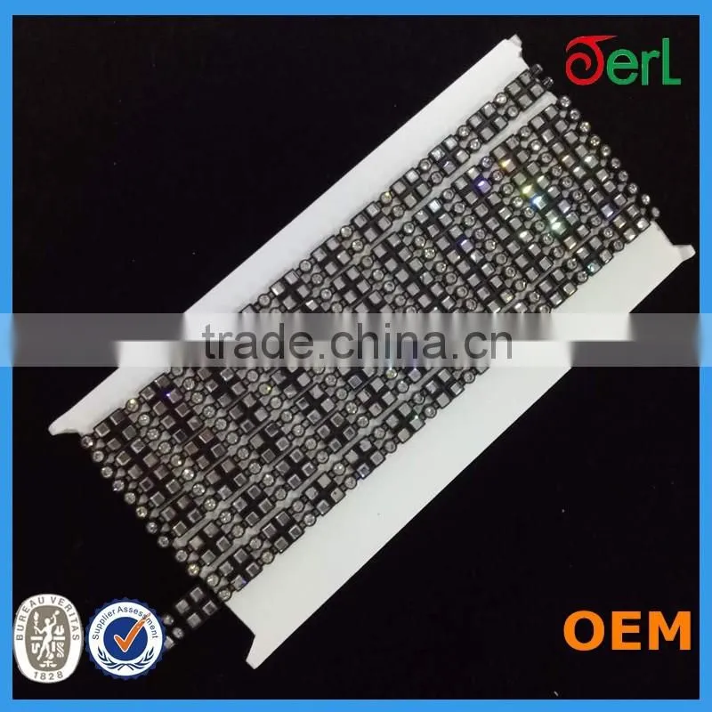 High quality bling plastic base rhinestone trim jeweled trims for garments